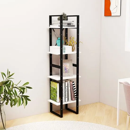 Newell 4-Tier Bookshelf - White, Pine Wood