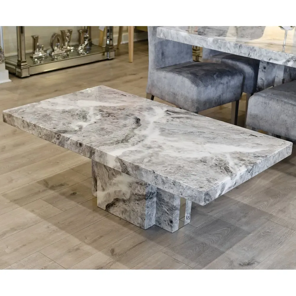 Newington Rectangular Coffee Table - Grey, Marble