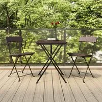 Newkirk 3 Piece Folding Bistro Set - Brown, Poly Rattan