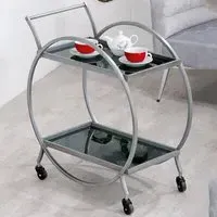 Newkirk Round Serving Trolley - Black, Glass