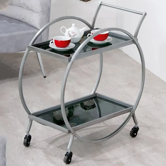 Newkirk Round Serving Trolley - Black, Glass image