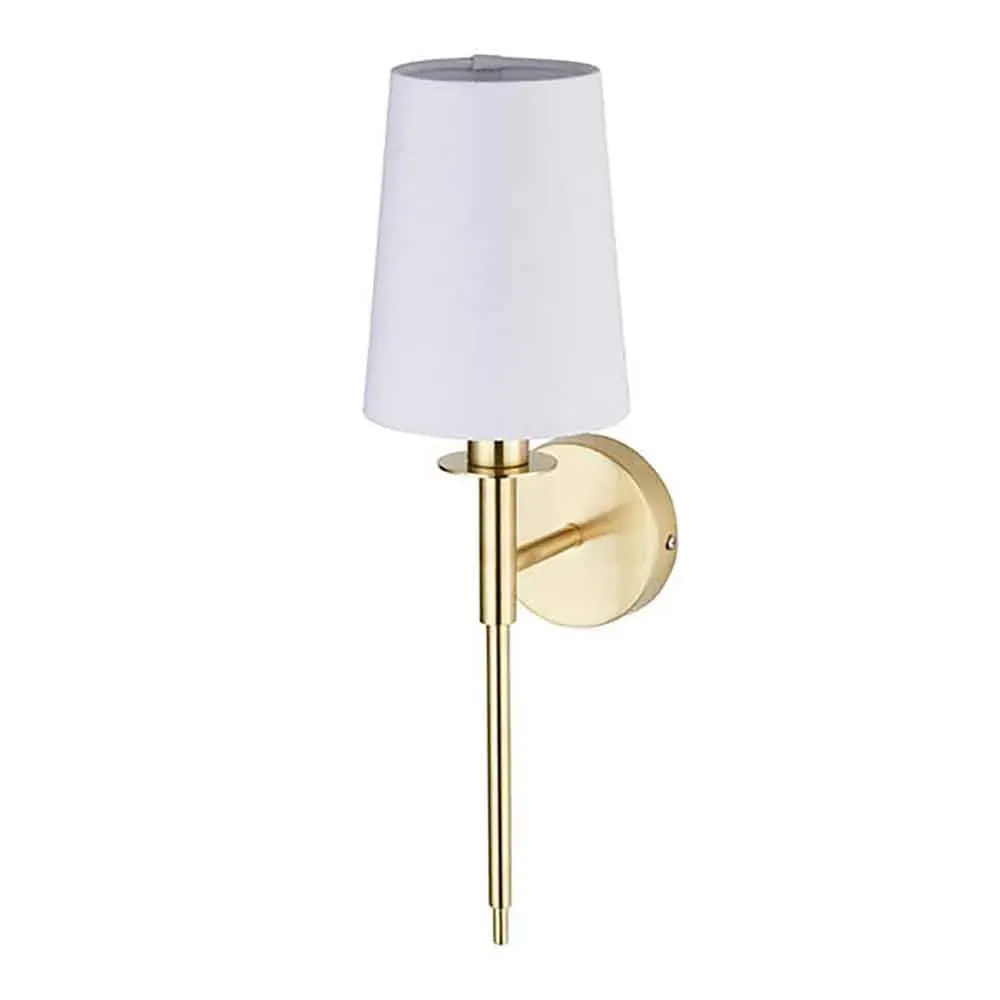 Newkirk Wall Light - White Fabric, Brushed Satin Gold product