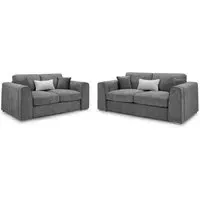 Newnan 3+2 Seater Sofa Set - Grey, Fabric