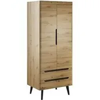 Newry 2-Door Wardrobe with Storage - Artisan Oak
