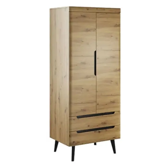 Newry 2-Door Wardrobe with Storage - Artisan Oak