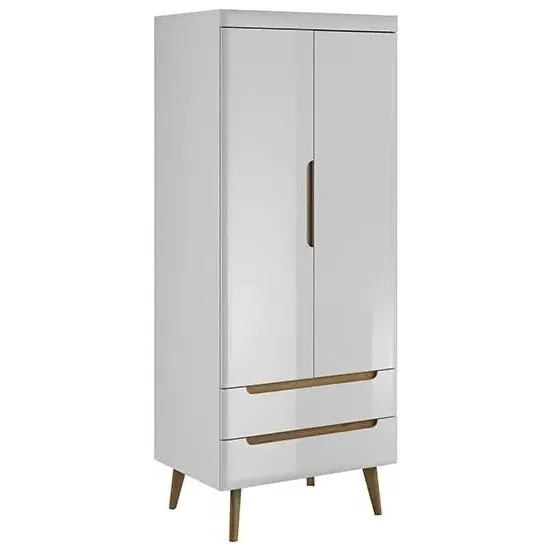 Newry 2 Door Wardrobe with Storage - White