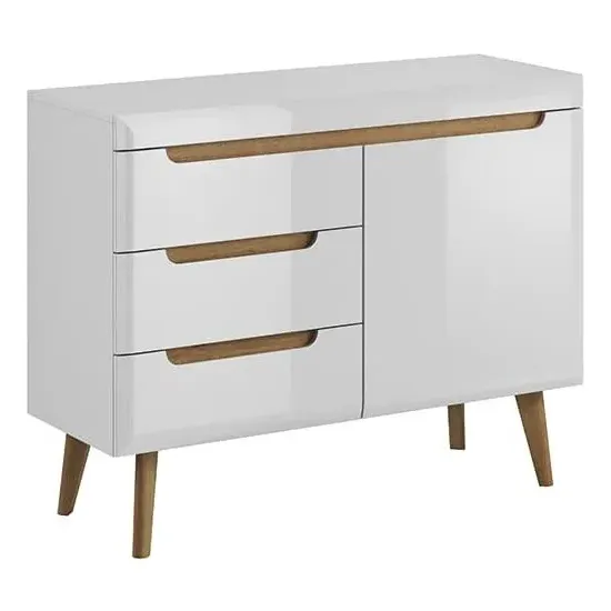 Newry High Gloss Sideboard with 1 Door 3 Drawers - White image