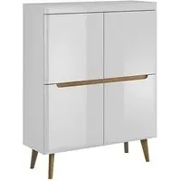 Newry High Gloss Sideboard with 2 Doors 6 Shelves - White