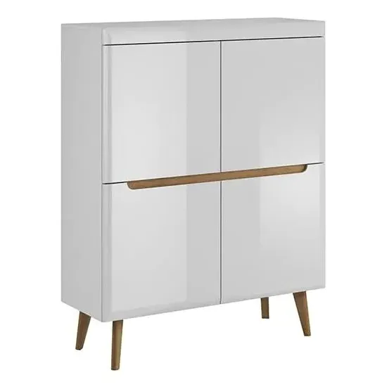 Newry High Gloss Sideboard with 2 Doors 6 Shelves - White