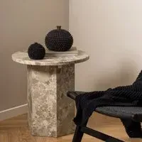 Newry Round Side Table - Brown, Marble