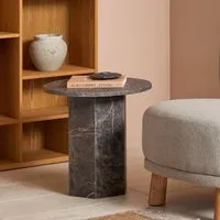 Newry Round Side Table - Marron, Marble Stone alternate view