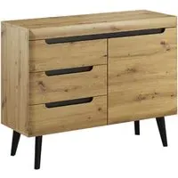 Newry Wooden Sideboard with 1 Door 3 Drawers - Artisan Oak