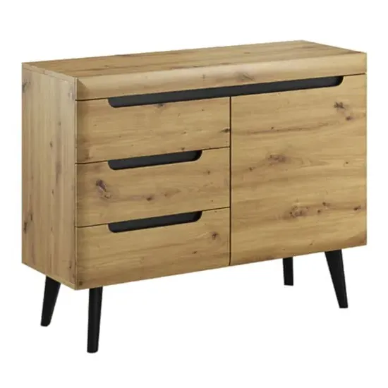 Newry Wooden Sideboard with 1 Door 3 Drawers - Artisan Oak image