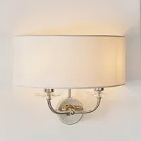 Newton 2 Light Wall Light - White, Fabric