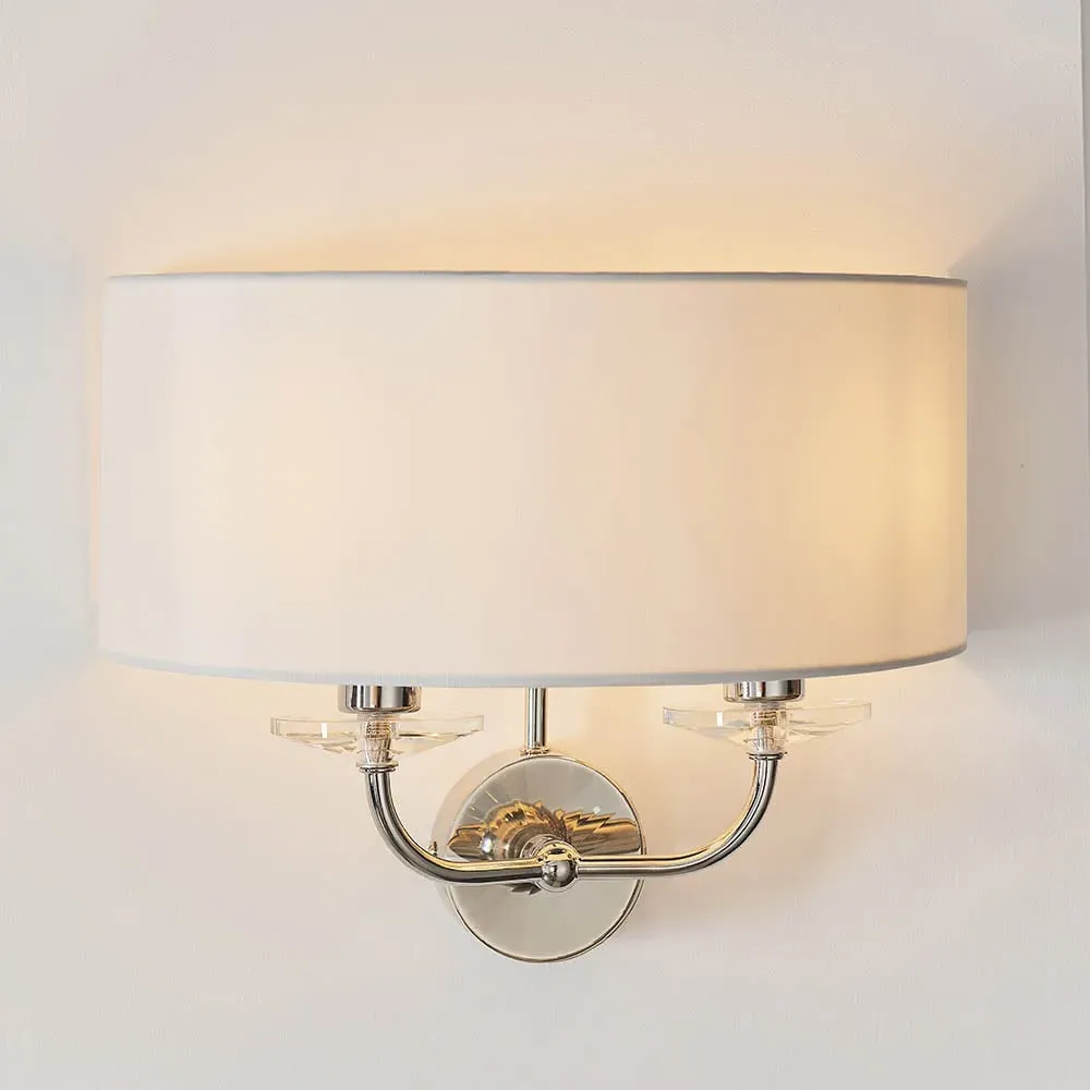 Newton 2 Light Wall Light - White, Fabric image