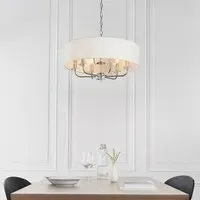 Newton 6 Light Ceiling Light - White, Fabric