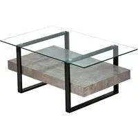 Newtown Glass Coffee Table - Black, Concrete