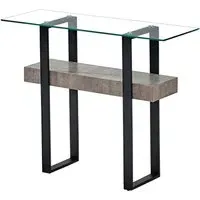 Newtown Glass Console Table - Black, Concrete