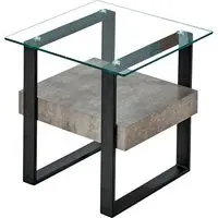 Newtown Glass End Table - Black, Concrete