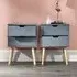 Niceville Bedside Cabinets Pair with Drawers - Dark Grey, Wood