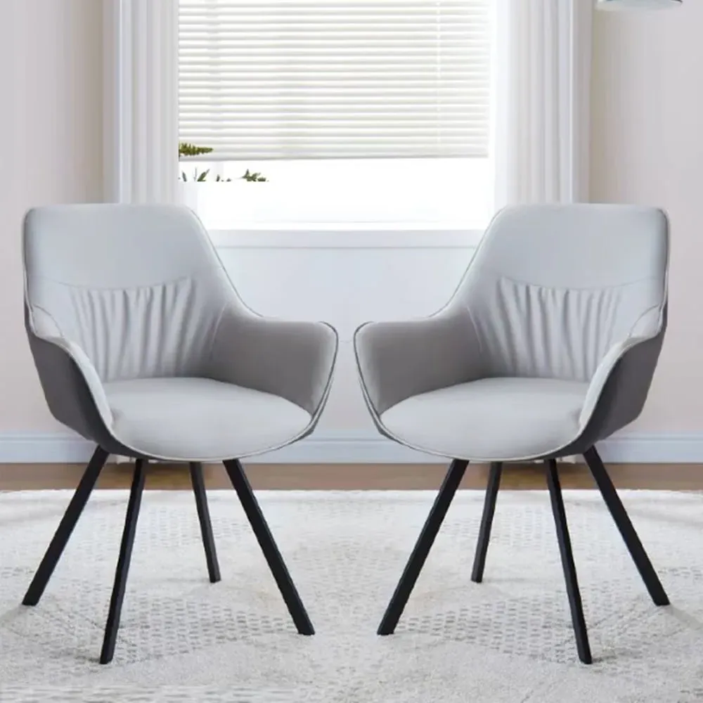 Niceville Dining Chairs in Pair - Dual Tone Grey, PU Leather image