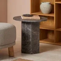 Niceville Round Side Table - Brown, Marble