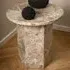 Niceville Round Side Table - Latte Brown, Marble