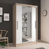 Nichols 2-Door Wardrobe with Sliding Doors - Oak, White