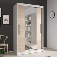 Nichols 2-Door Wardrobe with Sliding Doors - White, Oak