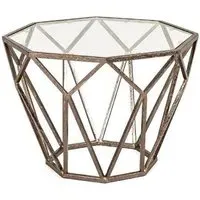 Nicole Octagonal Glass Side Table - Clear, Steel