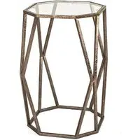 Nicole Octagonal Glass Side Table - Clear, Steel
