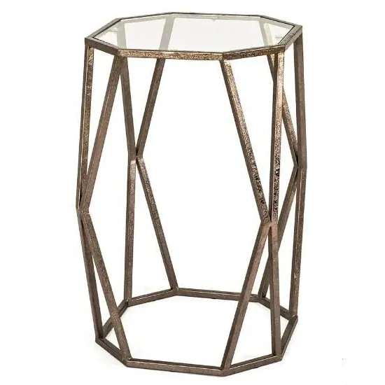 Nicole Octagonal Glass Side Table - Clear, Steel image