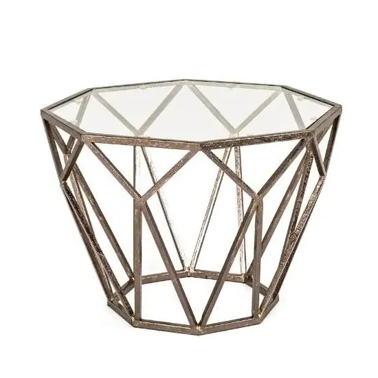 Nicole Octagonal Glass Side Table - Clear, Steel