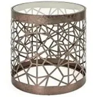 Nicole Round Glass Side Table - Clear, Steel
