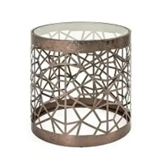 Nicole Round Glass Side Table - Clear, Steel
