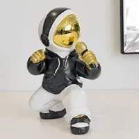 Nicolet Singer Astronaut Sculpture - Black, White, Gold