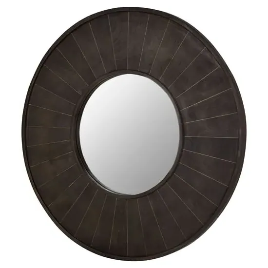 Nikawiy Round Wall Mirror - Grey, Mango Wood image