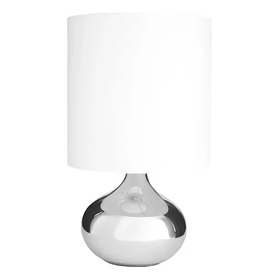 Nikowi Table Lamp with Chrome Base - White, Fabric image