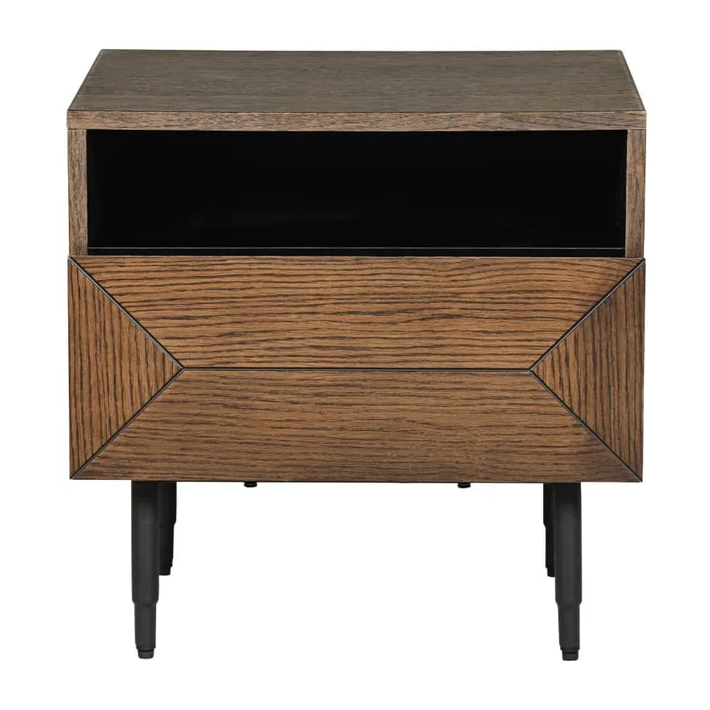 Niles Bedside Cabinet with Drawer - Smoked Oak image