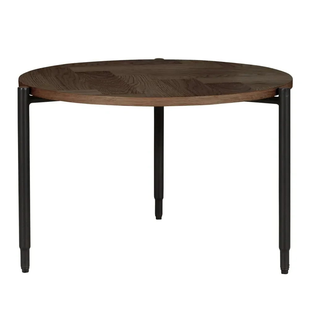 Niles Round Lamp Table - Smoked Oak, Engineered Wood