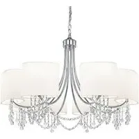 Nina 8 Light Ceiling Light with Crystal Beads - White, Chrome