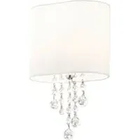 Nina Chrome Wall Lamp with Crystal Beads - White