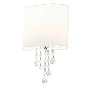 Nina Chrome Wall Lamp with Crystal Beads - White image