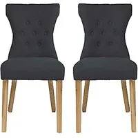 Nipas Dining Chairs with Wooden Legs, Set of 2 - Grey, Fabric alternate view