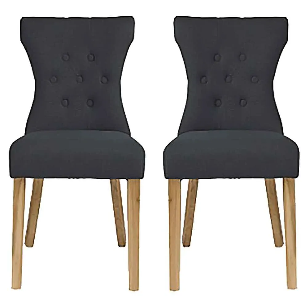 Nipas Dining Chairs with Wooden Legs, Set of 2 - Grey, Fabric product
