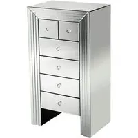 Nitra Mirrored Chest of 6 Drawers - Silver