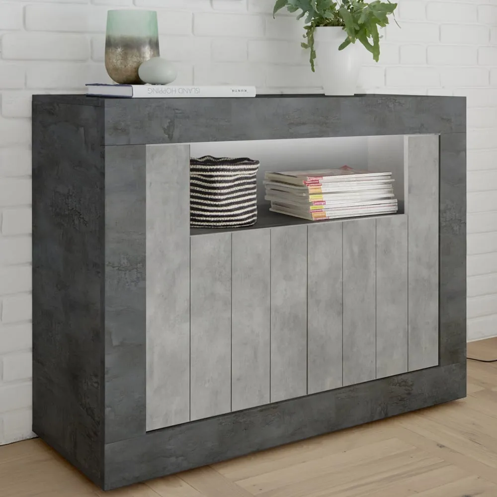 Nitro 2-Door Sideboard with LED - Oxide Cement, Wood
