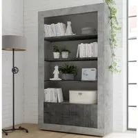 Nitro Bookcase with Storage - Cement, Oxide Wood