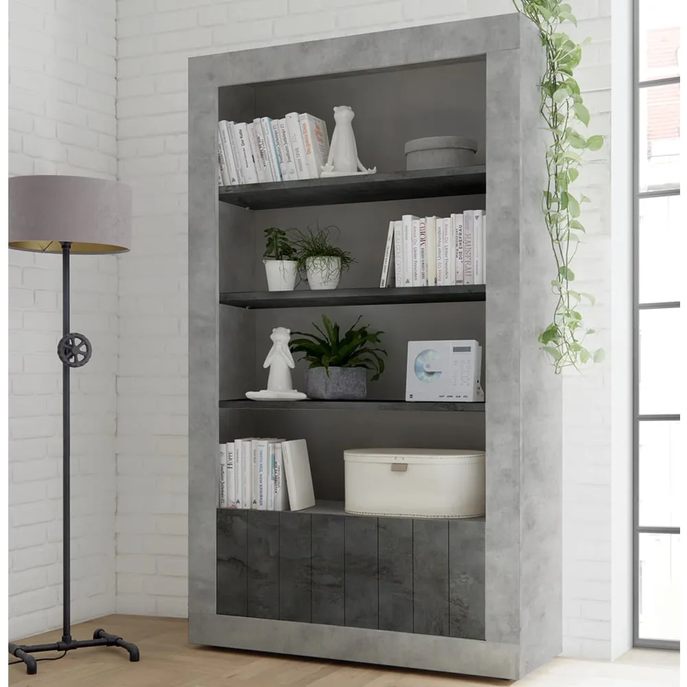 Nitro Bookcase with Storage - Cement, Oxide Wood