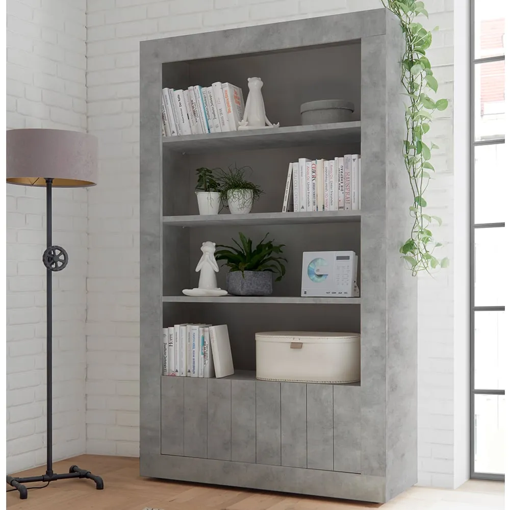 Nitro Bookcase with Storage - Cement, Wood